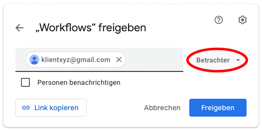 "Betrachter" einstellen